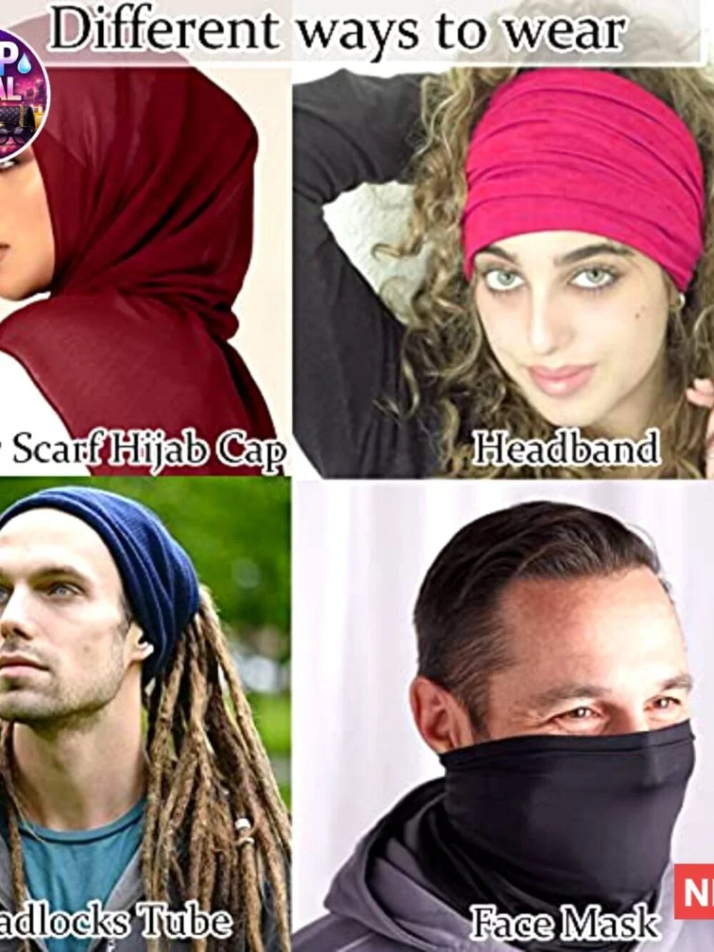 Spandex Hijab Under Caps, 12-Pack Unisex Stretch Head Wraps